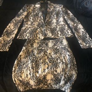 Kardashian Kollection Lace and Cream Chic Suit .
